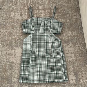 Forever 21 Green and White Smocked Bustier Mini Dress